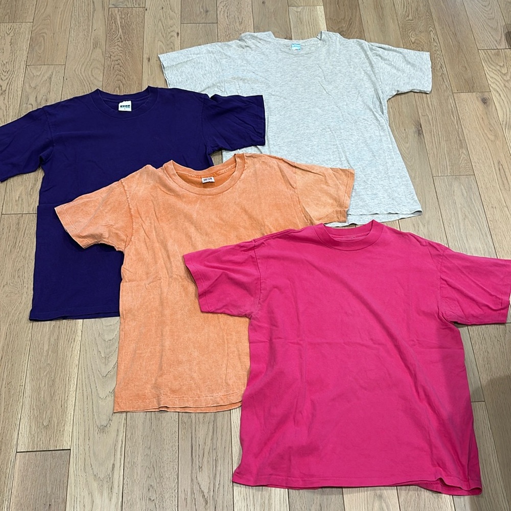 SINGLE STITCH BLANK VINTAGE T SHIRT LOT L XL MADE IN USA grey purple orange pink